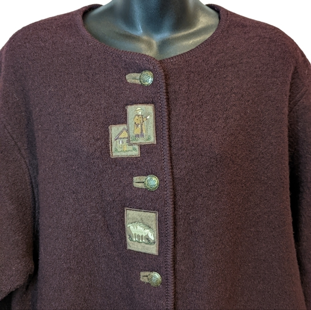 𝅺Vintage Bavarian Style Boiled Alpine Wool Cardigan Large